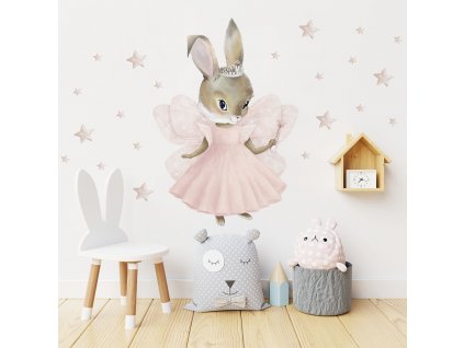 Dětská nálepka na zeď Pastel bunnies - zajíček víla