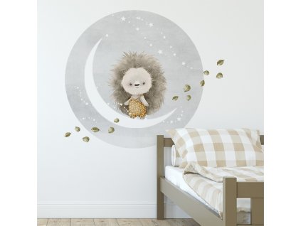 Dětská nálepka na zeď Dreamland - ježek na měsíci