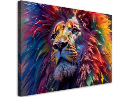Obraz na plátně Lev s barvami