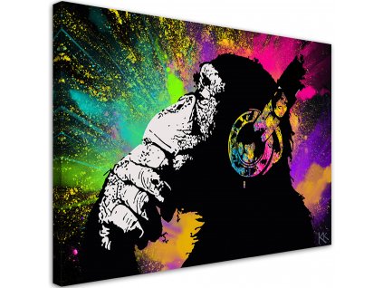 Obraz na plátně Banksy barevná opice