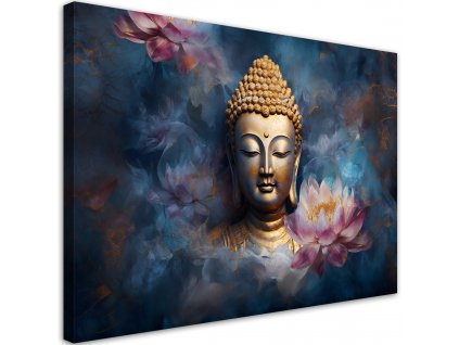 Obraz na plátně Budha a květiny