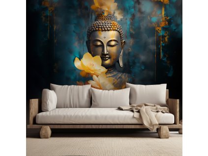 Fototapeta Budha a zlaté květiny