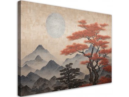 Obraz na plátně Japonská horská krajina