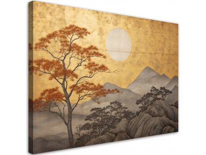 Obraz na plátně Zlatá horská krajina v Japonsku