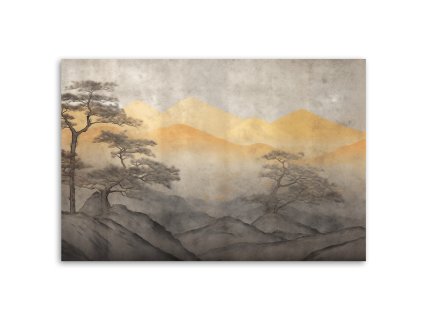 Obraz na plátně Japonská zlatá horská krajina