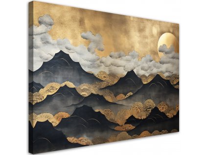 Obraz na plátně Japonská zlatá horská krajina