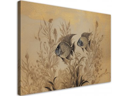 Obraz na plátně Rostliny a ryby pod vodou