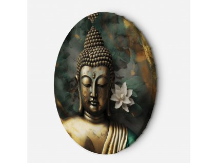 Kulatý obraz na plátně Zlatý Budha na abstraktním pozadí