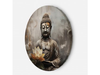 Kulatý obraz na plátně Socha meditujícího Budhy