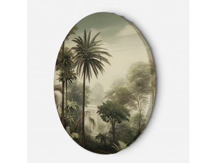 Kulatý obraz na plátně Tropické stromy a palmy