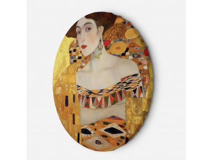 Kulatý obraz na plátně Zlatý portrét ženy - Gustav Klimt, reprodukce