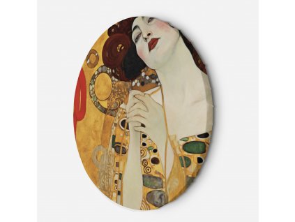 Kulatý obraz na plátně Krásná žena - Gustav Klimt, reprodukce