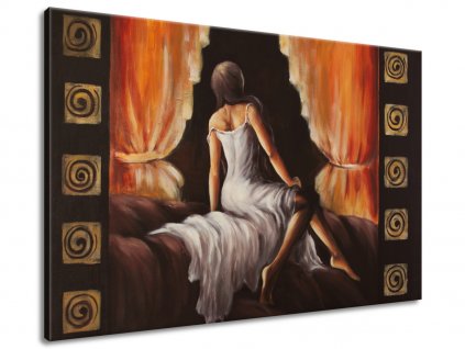 Ručně malovaný obraz Hezká dívka 120x80cm (Velikost 70 x 100 cm)