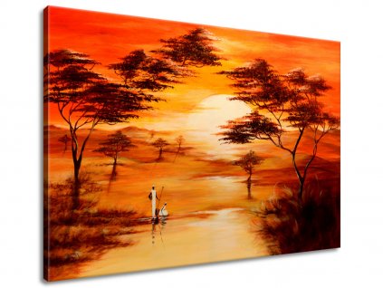 Ručně malovaný obraz Nádherná Afrika (Velikost 120 x 80 cm)