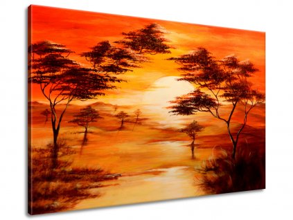 Ručně malovaný obraz Západ slunce (Velikost 120 x 80 cm)