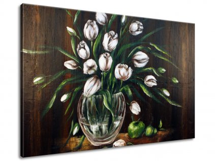 Ručně malovaný obraz Malované tulipány (Velikost 115 x 85 cm)