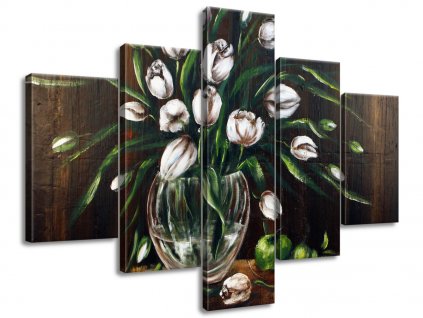 Ručně malovaný obraz Malované tulipány 100x70cm (Velikost 100 x 70 cm)