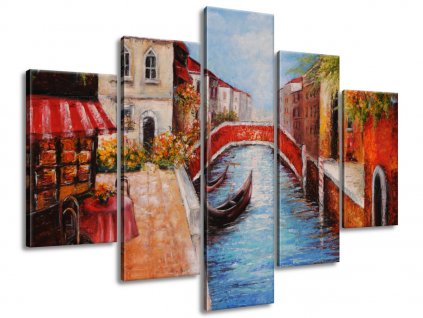 Ručně malovaný obraz Klidná ulice v Benátkách 150x105cm (Velikost 150 x 105 cm)