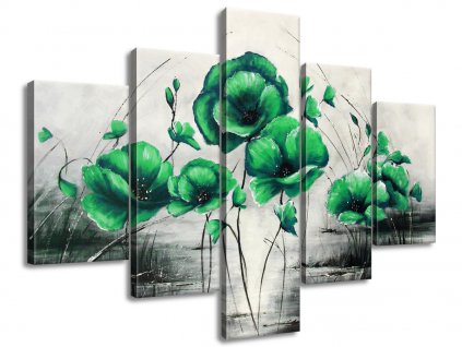Ručně malovaný obraz Zelené Vlčí máky 100x70cm (Velikost 100 x 70 cm)