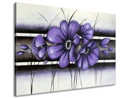 Ručně malovaný obraz Tajemný fialový Vlčí mák (Velikost 70 x 100 cm)