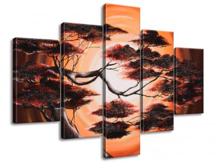 Ručně malovaný obraz Strom při západu slunce 100x70cm (Velikost 100 x 70 cm)