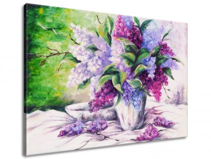 Ručně malovaný obraz Kytice barevných levandulí (Velikost 70 x 100 cm)
