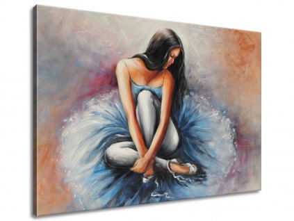 Ručně malovaný obraz Tmavovlasá baletka (Velikost 70 x 100 cm)