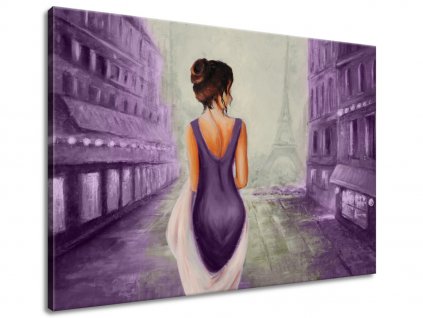 Ručně malovaný obraz Procházka v Paříži (Velikost 70 x 100 cm)