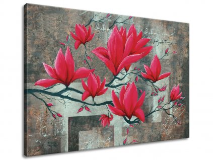 Ručně malovaný obraz Magnolie na stěně (Velikost 70 x 100 cm)