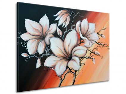 Ručně malovaný obraz Magnolie při západu (Velikost 70 x 100 cm)