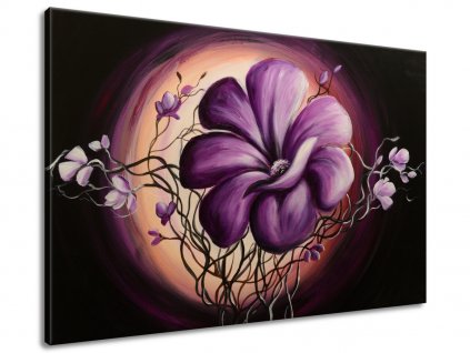 Ručně malovaný obraz Fialová živá krása 120x80cm 100% ručně malovaný