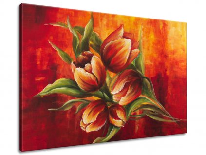 Ručně malovaný obraz Abstraktní tulipány 120x80cm (Velikost 120 x 80 cm)