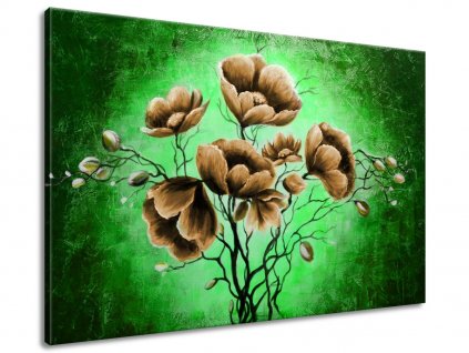 Ručně malovaný obraz Hnědé květiny 120x80cm (Velikost 120 x 80 cm)