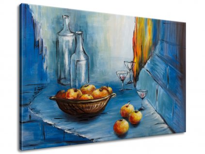 Ručně malovaný obraz Jablka na stole 120x80cm (Velikost 120 x 80 cm)