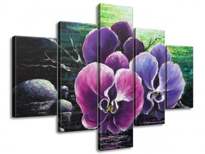 Ručně malovaný obraz Orchidea u potoka 100x70cm 100% ručně malovaný
