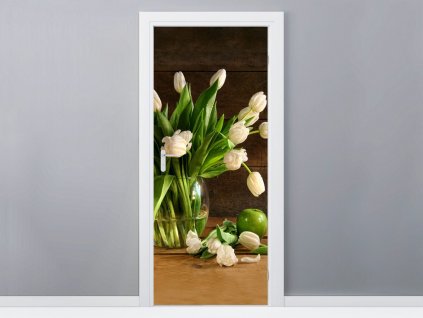 Fototapeta na dveře Krásné bílé tulipány