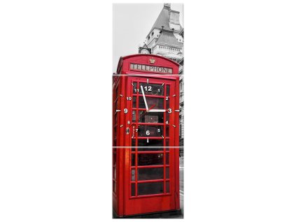 Obraz s hodinami Telefonní budka v Londýně UK - 3 dílný