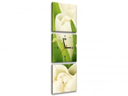 Obraz s hodinami Jemné tulipány 30x90cm (Velikost 90 x 30 cm)