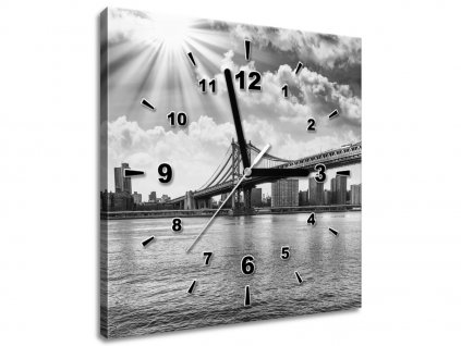 Obraz s hodinami Brooklyn New York (Velikost 30 x 30 cm)
