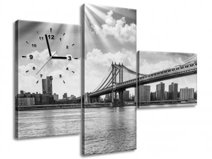 Obraz s hodinami Brooklyn New York 100x70cm (Velikost 90 x 30 cm)