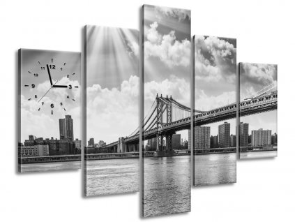 Obraz s hodinami Brooklyn New York 150x105cm (Velikost 150 x 70 cm)