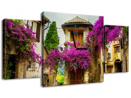 Obraz s hodinami Staré město v Provence 80x40cm (Velikost 90 x 30 cm)