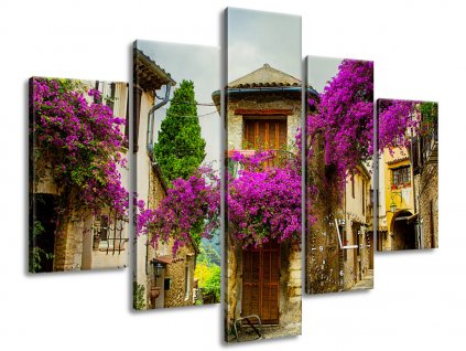 Obraz s hodinami Staré město v Provence 150x105cm (Velikost 150 x 70 cm)