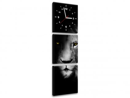 Obraz s hodinami Lev ve stínu 30x90cm (Velikost 80 x 40 cm)