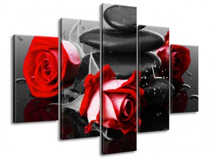 Obraz s hodinami Roses and spa 150x105cm (Velikost 150 x 70 cm)