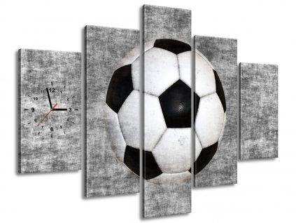 Obraz s hodinami Fotbalový míč 150x105cm (Velikost 150 x 105 cm)