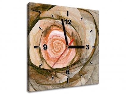 Obraz s hodinami Nádherná růže fraktál (Velikost 30 x 30 cm)
