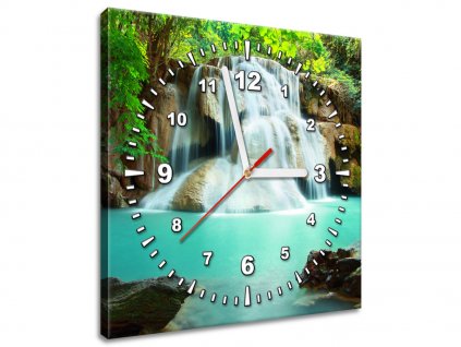 Obraz s hodinami Vodopád v Thajsku (Velikost 30 x 30 cm)