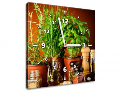 Obraz s hodinami Zeleninové přísady (Velikost 30 x 30 cm)