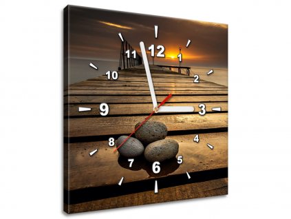 Obraz s hodinami Nádherné ráno při molu (Velikost 30 x 30 cm)